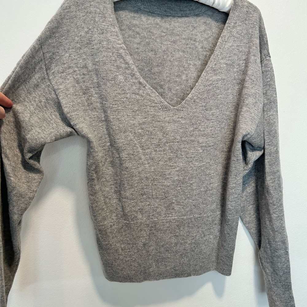 Berenice Heather Gray V Back Sweater